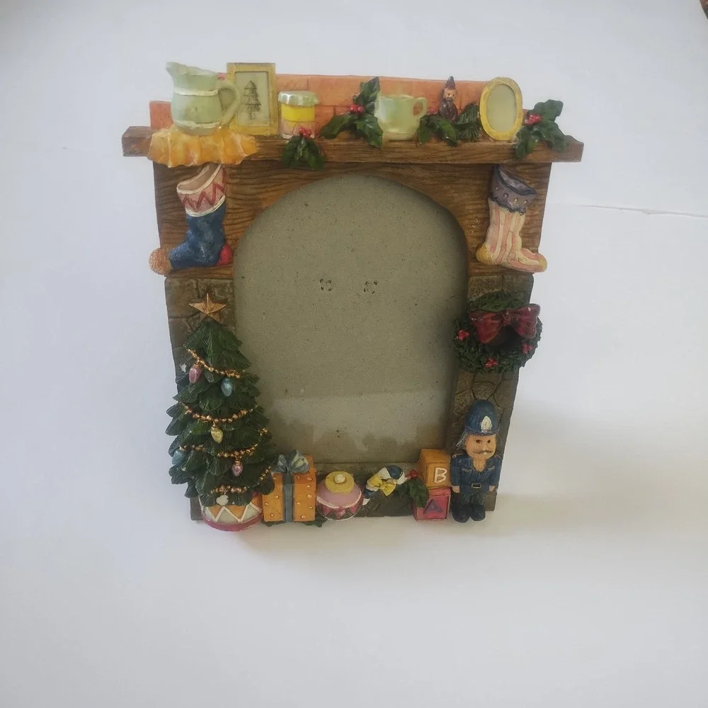 Christmas Fireplace Mantle Picture Frame Nostalgic Traditional Christmas